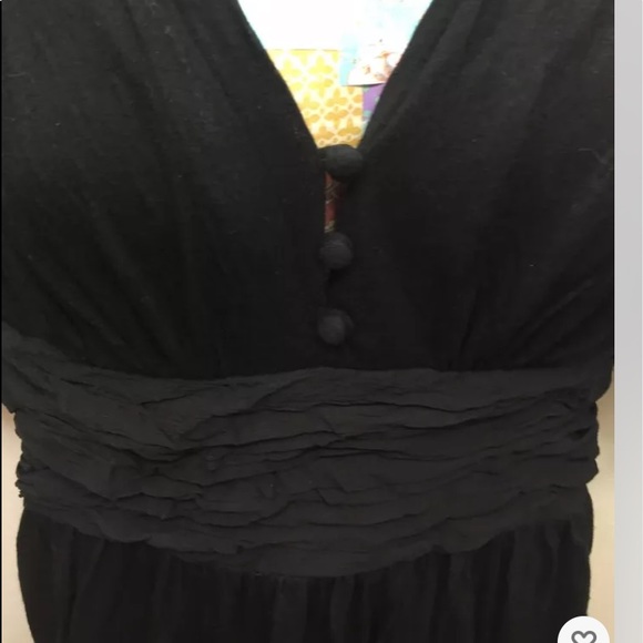 BCBG Empire Mini Dress Black Jersey 4 Loose fit V-Neck - Picture 7 of 11